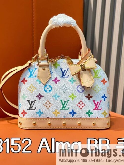[Boutique‑grade] M53152 white color, presbyopia shell bag small alma bb handbag (Sancai - Murakami Takashi)