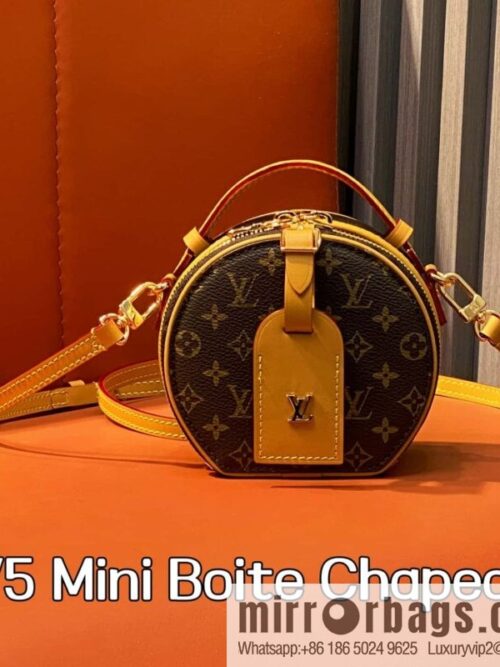 [Boutique‑grade] M83575 presbyopia M83614 yellow flower, small apple bag MINI round cake bag Mini Boite Chapeau handbag