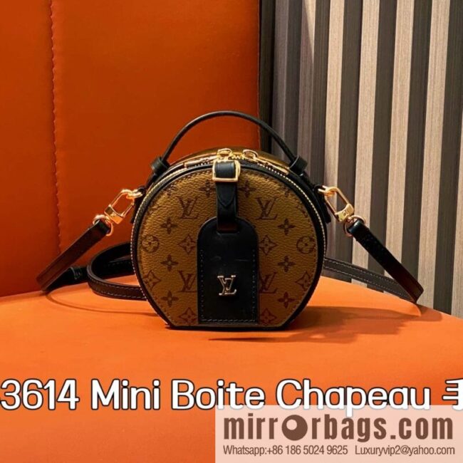 [Boutique‑grade] M83614 yellow flower M83575 old flower, small apple bag MINI round cake bag Mini Boite Chapeau handbag