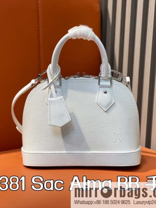 [Boutique‑grade] M11381 white, water ripple shell bag Sac Alma BB handbag