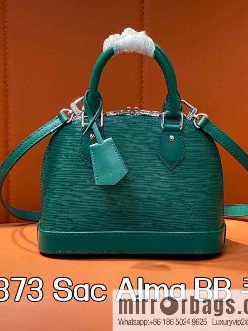 [Boutique‑grade] M12373 green, water ripple shell bag Sac Alma BB handbag
