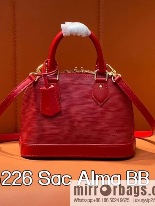 [Boutique‑grade] M25226 red, water ripple shell bag Sac Alma BB handbag