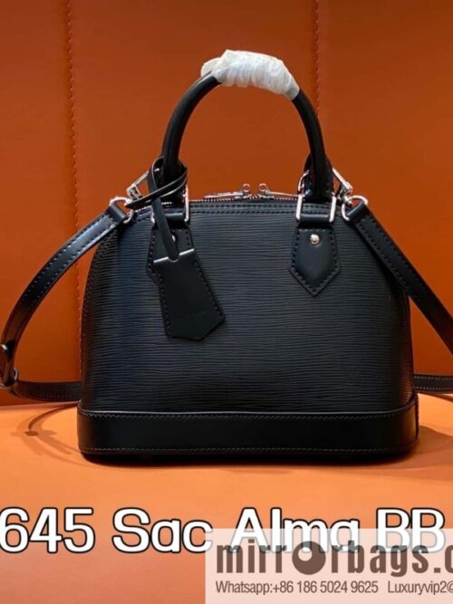 [Boutique‑grade] M24645 black, water ripple shell bag Sac Alma BB handbag