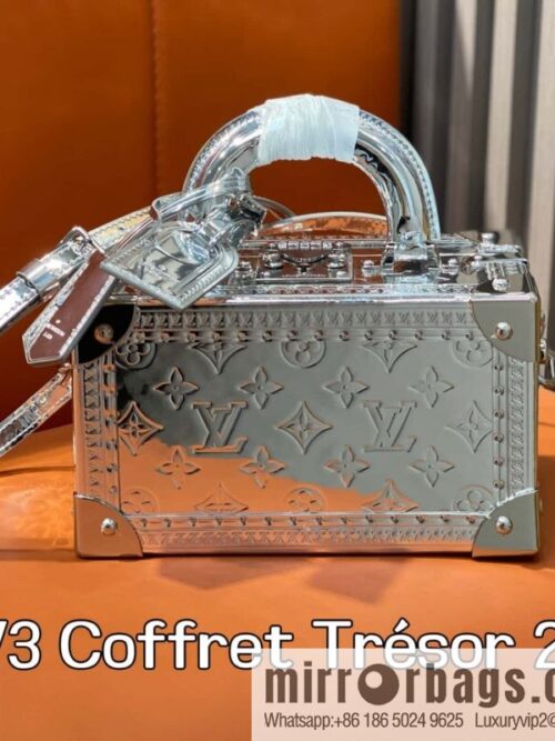 [Boutique‑grade] M45673 silver patent leather, box bag box series Coffret Trésor 20 hard case, in the 2021 spring and summer series