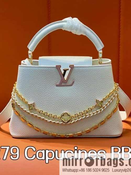 [Boutique‑grade] M12279 white, full leather cap that English Capucines BB handbag
