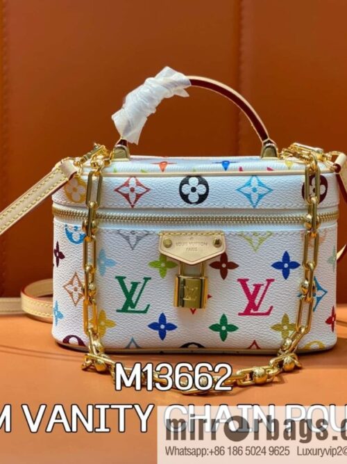 [Boutique‑grade] M13662 white color, chain bag cosmetic bag LV X TM VANITY CHAIN POUCH handbag