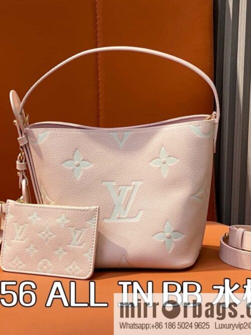 [Boutique‑grade] M14356 light pink silk screen, full leather bucket bag ALL IN BB bucket handbag