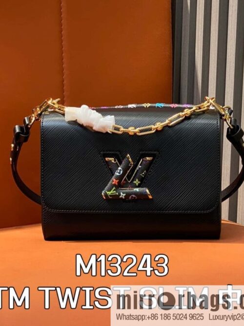 [Boutique‑grade] M13243 black color, black water ripple, the new LV x TM TWIST SLIM medium handbag of the season