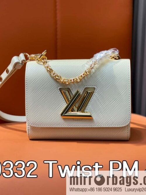 [Boutique‑grade] M50332 meters white letters, water ripple Twist chain bag Twist PM handbag