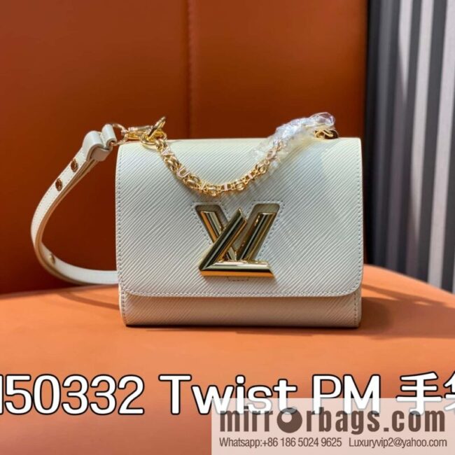 [Boutique‑grade] M50332 meters white letters, water ripple Twist chain bag Twist PM handbag