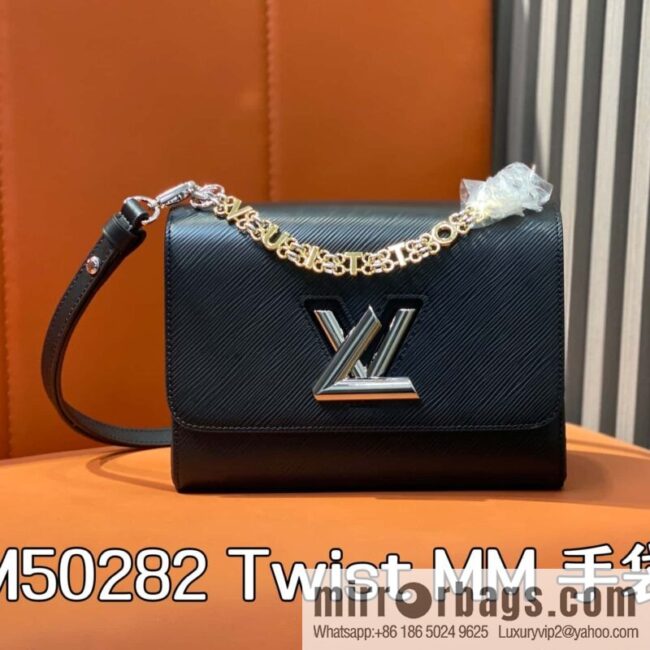 [Boutique‑grade] M50282 black letters, water ripple chain bag, this Twist MM handbag.