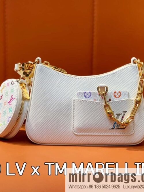 [Boutique‑grade] M13100 white color, white water ripple, the new LV x TM MARELLINI handbag of the season