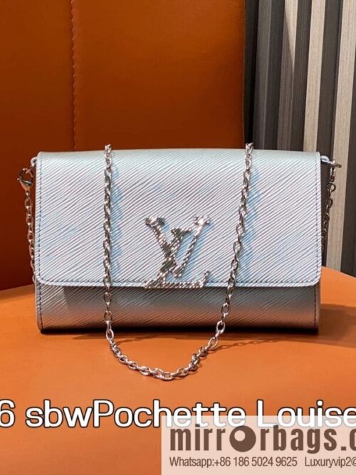 [Boutique‑grade] M23756 silver water ripple, chain bag sbwPochette Louise chain bag (mirror patent leather)