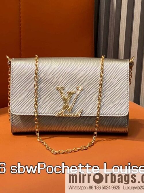 [Boutique‑grade] M23756 champagne water ripple, chain bag sbwPochette Louise chain bag (mirror patent leather)