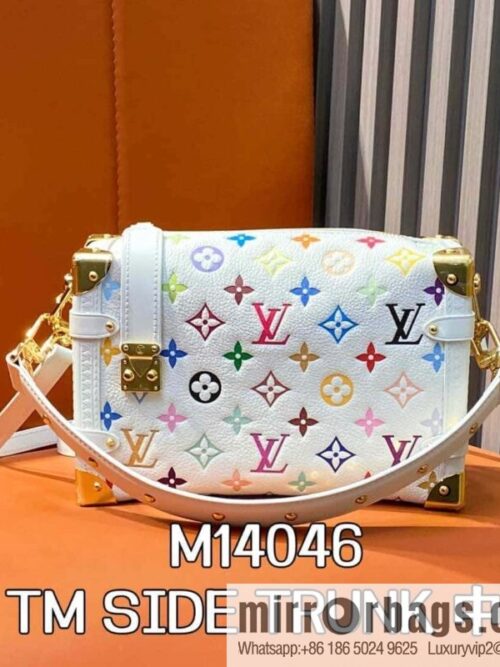 [Boutique‑grade] M14046 white color full leather, soft box series, the new LV x TM SIDE TRUNK medium handbag of the season
