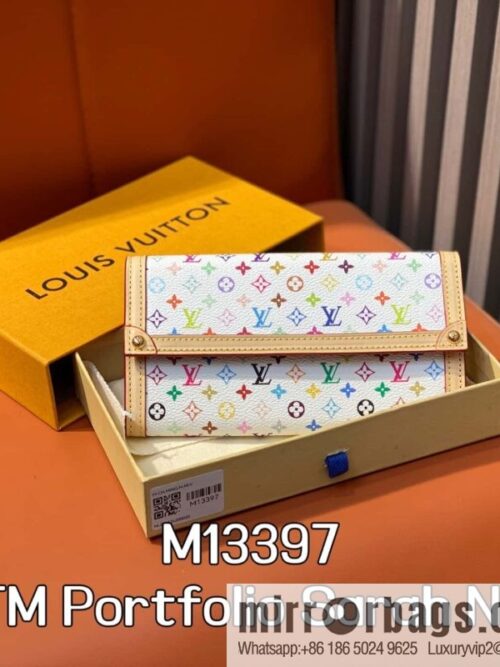 [Boutique‑grade] M13397 white color, flip wallet New LV x TM Portfolio Sarah NM wallet