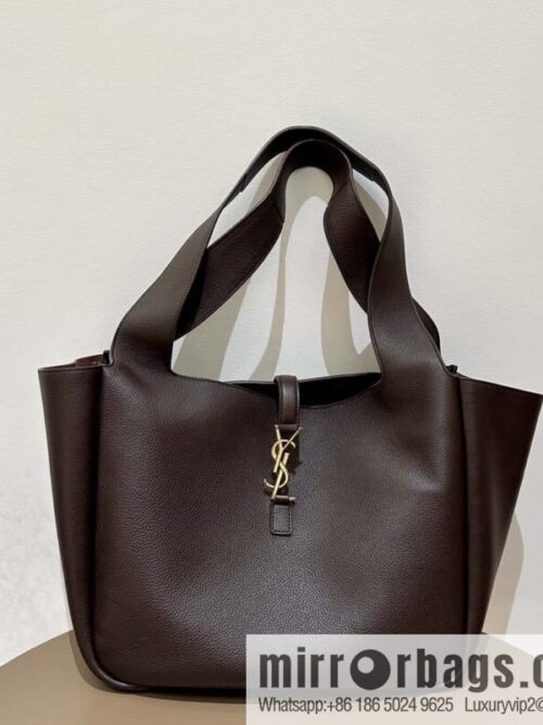 YSL Soft Deer Leather Tote Bag 763435 Dark Maroon