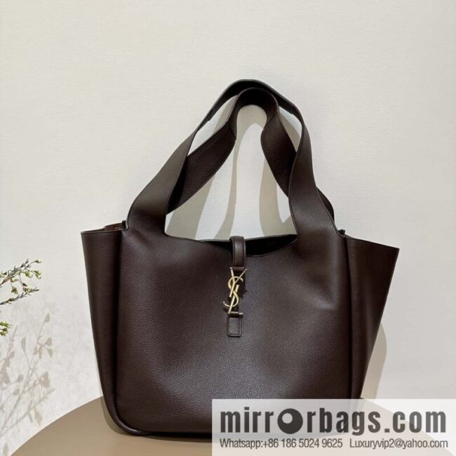 YSL Soft Deer Leather Tote Bag 763435 Dark Maroon