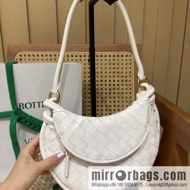 BV Small Gemelli Shoulder Backpack 776764 White
