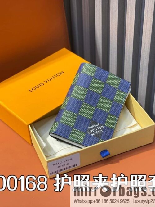 [Boutique‑grade] N00168 blue grid, passport holder, passport cover.
