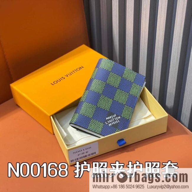 [Boutique‑grade] N00168 blue grid, passport holder, passport cover.