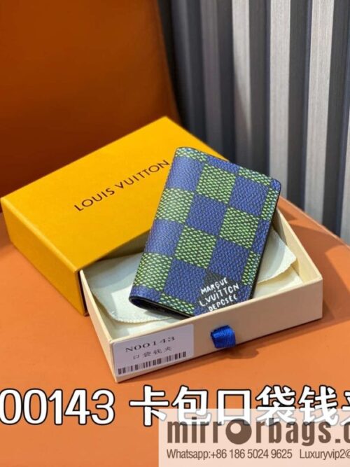 [Boutique‑grade] N00143 blue grid, card bag pocket wallet