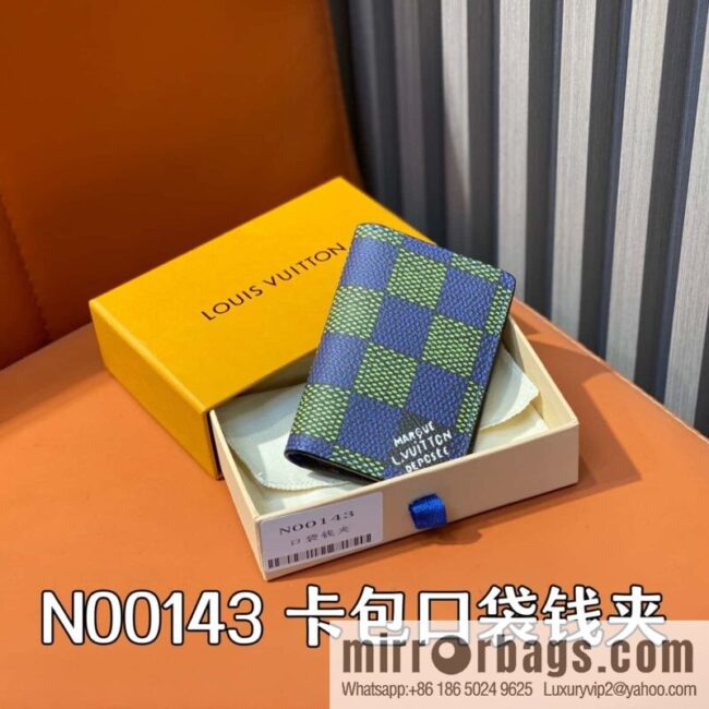 [Boutique‑grade] N00143 blue grid, card bag pocket wallet