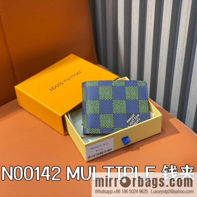 [Boutique‑grade] N00142 blue plaid, short suit clip wallet MULTIPLE wallet