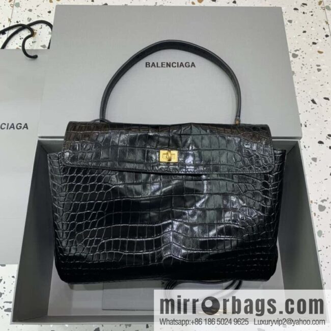 🖤[Medium crocodile black 】 𝐁𝐀𝐋𝐄𝐍𝐂𝐈𝐀𝐆𝐀 𝐑𝐎𝐃𝐄𝐎 𝐁𝐀𝐆 series handbag model number: 78972