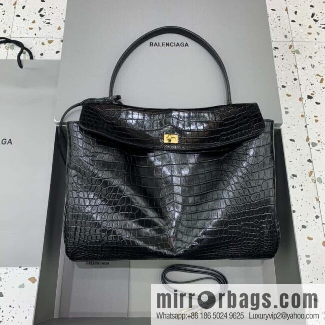 🖤[Large crocodile black 】 𝐁𝐀𝐋𝐄𝐍𝐂𝐈𝐀𝐆𝐀 𝐑𝐎𝐃𝐄𝐎 𝐁𝐀𝐆 series handbag model number: 78972