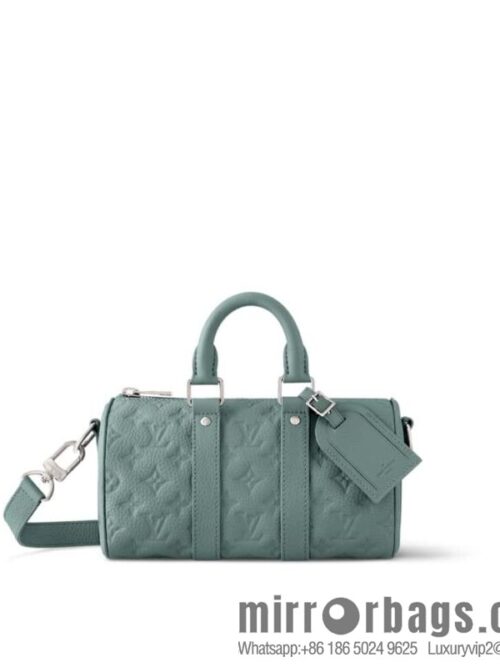 [Boutique‑grade] M13866 gray-green, full leather speedy pillow bag Keepall XS handbag