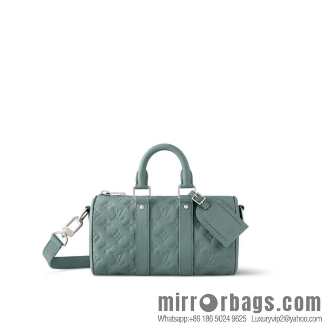 [Boutique‑grade] M13866 gray-green, full leather speedy pillow bag Keepall XS handbag