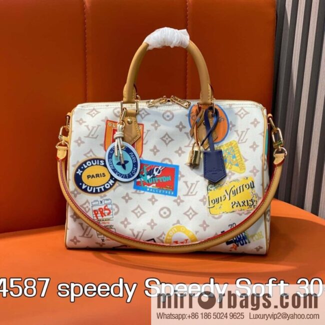 [Premium‑quality] M14587 white badge, pillow bag speedy Speedy Soft 30 handbag