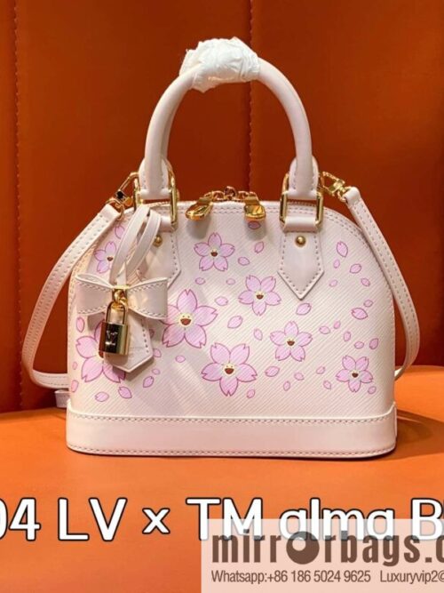 [Boutique‑grade] M13104 pink cherry blossom epi shell bag LV × TM alma BB handbag