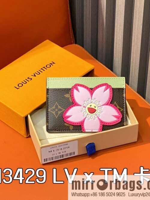[Boutique‑grade] M13429 Sakura card holder wallet LV x TM card holder m13439 Murakami Takashi