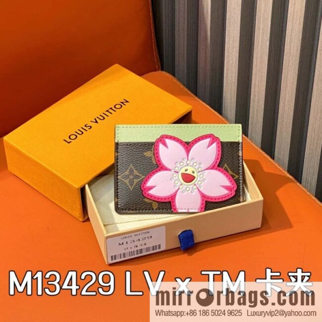 [Boutique‑grade] M13429 Sakura card holder wallet LV x TM card holder m13439 Murakami Takashi