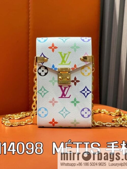 [Boutique‑grade] M14098 white color M13572 monogram mobile phone bag chain bag new MÉTIS mobile phone bag of the season